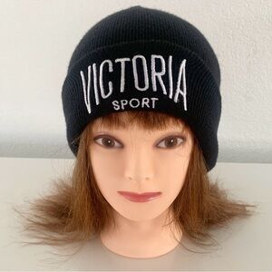 NEW Victoria’s Secret Black Sport Logo Beanie Hat
